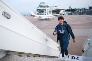 Wolves' Huge Bueno boarding the plane to Marbella (Photo by Isaac Parkin - WWFC/Wolves via Getty Images)