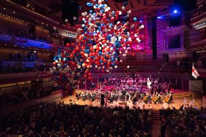 The orchestra performing at the Proms Night Spectacular, Symphony Hall Birmingham