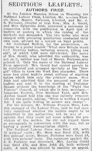 How the Wellington Journal and Shrewsbury News of May 17, 1919, reported her court appearance.