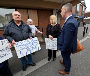 WALSALL COPYRIGHT NATIONAL WORLD TIM THURSFIELD -09/10/25Protest against how the \u00a320 million Darlaston Town Fund is being handled. Protestors gathered outside Darlaston Library, where the board meeting was taking place.Walsall Labour Group leader Matt Ward is confronted by protestors.