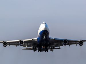 A plane takes off from Heathrow airport