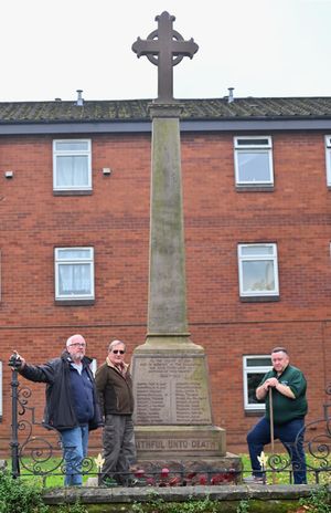 The memorial stands tall over the area