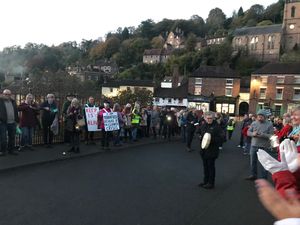 Campaigners gathered on the Iron Bridge