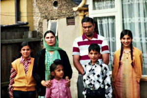 A young Sathnam Sanghera with his family in the garden of their house on Prosser Street, Park Village, Wolverhampton as it looked when he was growing up