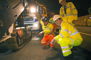 George Osborne meets a team working on a section of the M6 motorway