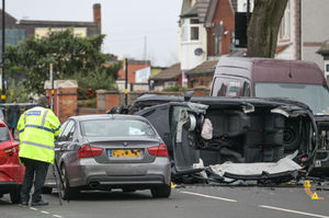 Collision investigators at the crash scene on Washwood Heath Road. Photo: SnapperSK