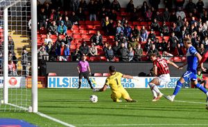 Aaron Pressley scores his second goal. Picture: Tim Thursfield