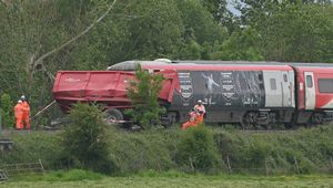 The aftermath of the crash involving a train and a tractor trailer near Leominster. Photo: Steve Leath