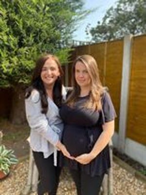 Sophie Tristram with Emma Graves who acted as her surrogate