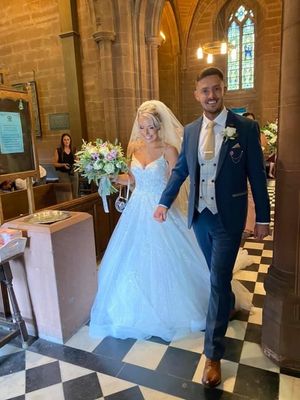 Lydia and Tidur Evans-Hughes on their wedding day