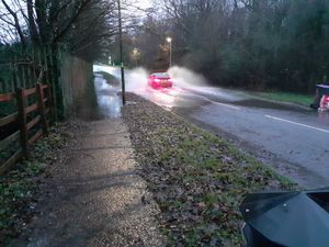 Standing water on St Matthew's Road, Donnington. Photo: @ukdcspud