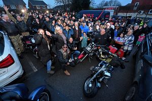 Hundreds of bikers set off from Lockside Steakhouse to deliver cards and gifts for Amelia who is in palliative care. Photo: Tim Thursfield