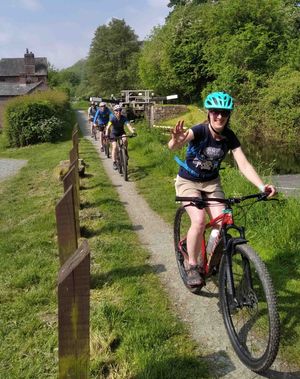 Cyclists on Montgomnery Canal Triathlon. Picture Michael Limbrey