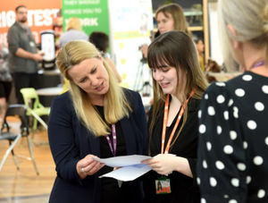 Director of sixth form Sally Slater with Amber Norton. Photo: Russell Davies Photography
