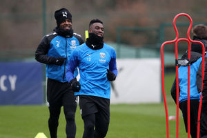 Daryl Dike and Cedic Kipre (Photo by Adam Fradgley/West Bromwich Albion FC via Getty Images).