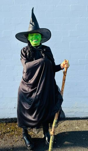 Sallie George shared this picture of Felicity, 9, dressed as Elphaba from the book and hit film Wicked. 