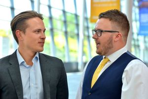 Apprentice winner James White and event organiser Michael Dyer, from Telford