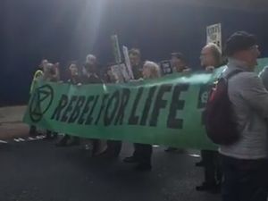 Supporting image for story: Extinction Rebellion: Climate change protesters block Birmingham city centre road