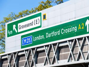 Supporting image for story: M25 closed near Dartford Crossing after lorry carrying tyres catches fire