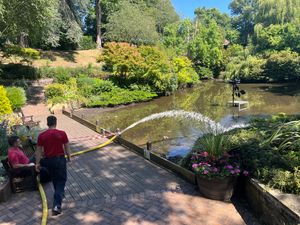 Firefighters helping out at Shrewsbury's Dingle. Picture: Shrewsbury Town Council