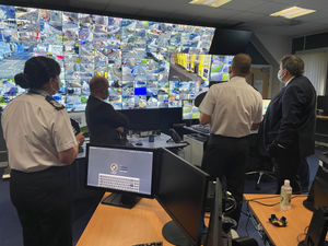 Supporting image for story: Policing minister hears of the success of CCTV in visit to police headquarters