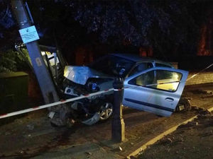 Supporting image for story: Car smashed into lamp post in busy Black Country street