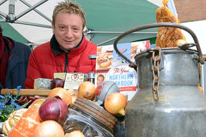 Supporting image for story: From Corrie to cheese: Star sets up stall at Shropshire farmers' market