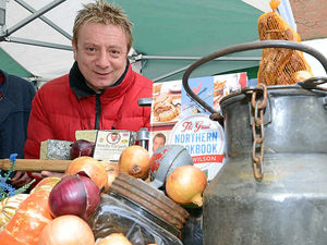 Supporting image for story: From Corrie to cheese: Star sets up stall at Shropshire farmers' market