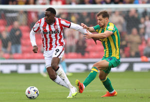 West Brom's Jayson Molumby battles for the ball against Stoke (Photo by Nathan Stirk/Getty Images)