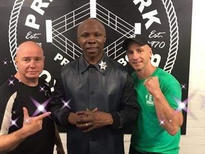 Supporting image for story: Lord of the ring – former world champion Chris Eubank with youngsters from Dudley’s Priory Park Boxing Club