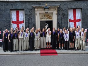 Supporting image for story: England arrive at Downing Street to celebrate European Championship glory