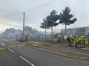 Roads around the plant were closed and smoke could be seen from miles away (Image by West Midlands Fire Service)