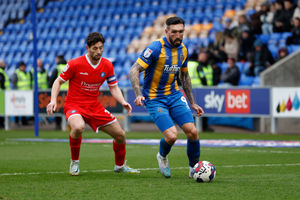 Ryan Bowman of Shrewsbury Town and Joe Jacobson of Wycombe Wanderers (AMA)