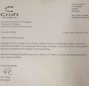 The full letter sent to parents and carers by the school