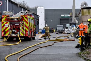The scene of a fire at LiBatt Recycling, Lincoln Street, Wolverhampton.