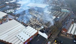 Fresh images at the scene of the huge fire off Upper Villiers Street, Wolverhampton.