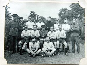 Mr Sadlers father, back second from left, in the 79th Field Bakery team, in the season1942-43.