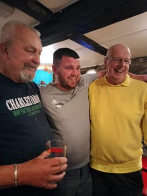 From left, former town crier Jeff Alldridge, town mayor Josh Dickin and Dr Adrian Penney