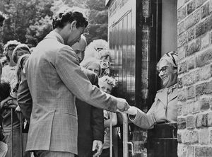 Prince Charles paying his toll to cross the Iron Bridge during a royal visit on Thursday, July 5, 1979, during which he unveiled a plaque to mark the bicentenary of the Iron Bridge. He handed over a 1779 half penny to 76-year-old Monica Jones, who had been the last tollkeeper of the bridge in 1959. It was the rate charged to members of the royal family when the bridge was first built (there were no tolls at the time of the picture - it was a symbolic stunt). Mrs Jones was living in South Wales but returned for the occasion. She and her husband had lived in the toll house for 15 years. She was turning 77 the following Tuesday. 