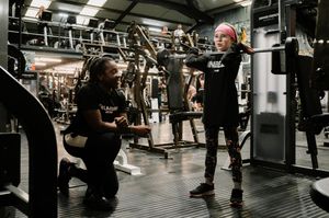 Aeryn-Ejjina Atkinson, 10, at Foundry Gym Telford with manager Siobhan Walker