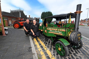 Mike Bromage and son Chris from Kidderminster with their half size Foden steam loco.