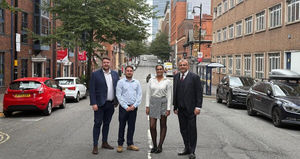 Jamie Naish, Alex Devlin, Jess Patel and Prof Paul Cadman of SPR outside the Walsall-based firm's new Birmingham office
