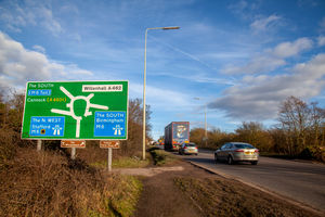 The A460 passing through Featherstone in Staffordshire