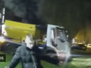 Supporting image for story: Watch: Dangerous driver rams caravan in stolen gritter before pouring petrol over himself