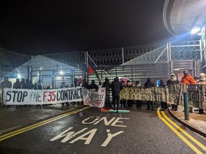 Supporting image for story: Pro-Palestinian demonstrators blockade aerospace defence factory