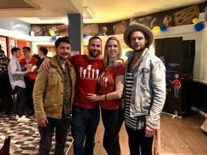 L-R: Rob Cooper (The Beautiful Ways Band) Organisers Mark Fielden & Carly Edwards, Simon Davies (The Beautiful Ways Band)