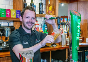 Ray Whelan behind the bar at The New Talbot