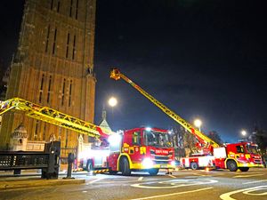 Emergency crews at the Elizabeth Tower protest