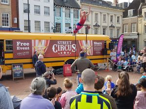 Supporting image for story: The Street Circus comes to Oswestry to entertain shoppers and visitors