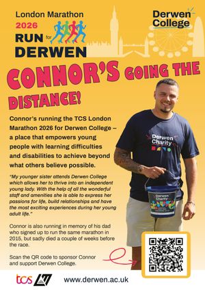 Connor aims to raise £2000 for Derwen College Charity